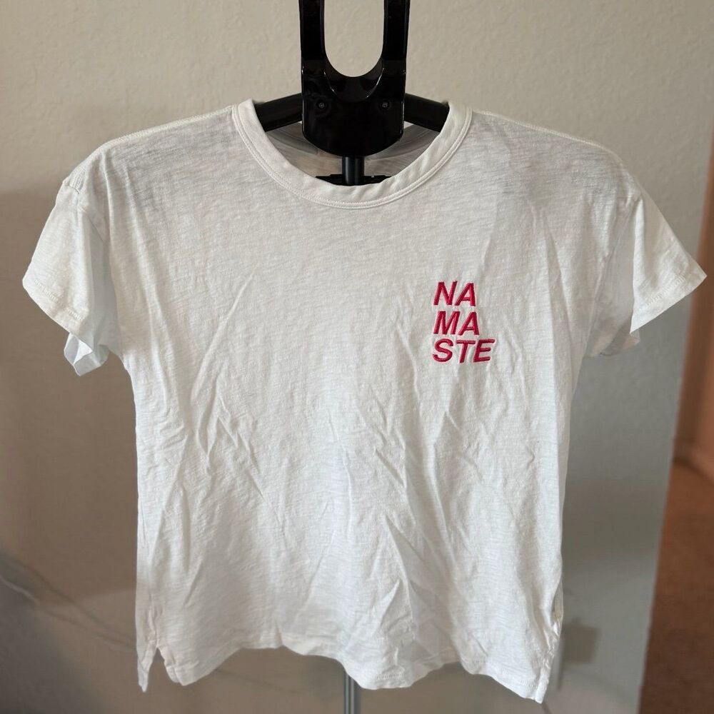Rag & Bone Pink Embroidered Namaste Tee Shirt Women’s Size XS